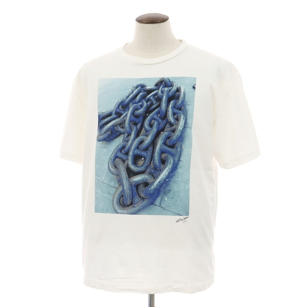 【中古】ユニフォームエクスペリメント uniform experiment × 森山 大道 コットン クルーネック 半袖Tシャツ ホワイト【サイズ5】【メンズ】