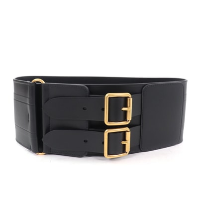 極美品 クリスチャンディオール ベルト D-WAIST マキシ ブラック レディース 70