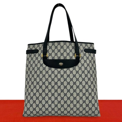 GUCCI グッチ GG ロゴ 柄 金具 レザー PVC トートバッグ ネイビー
14345