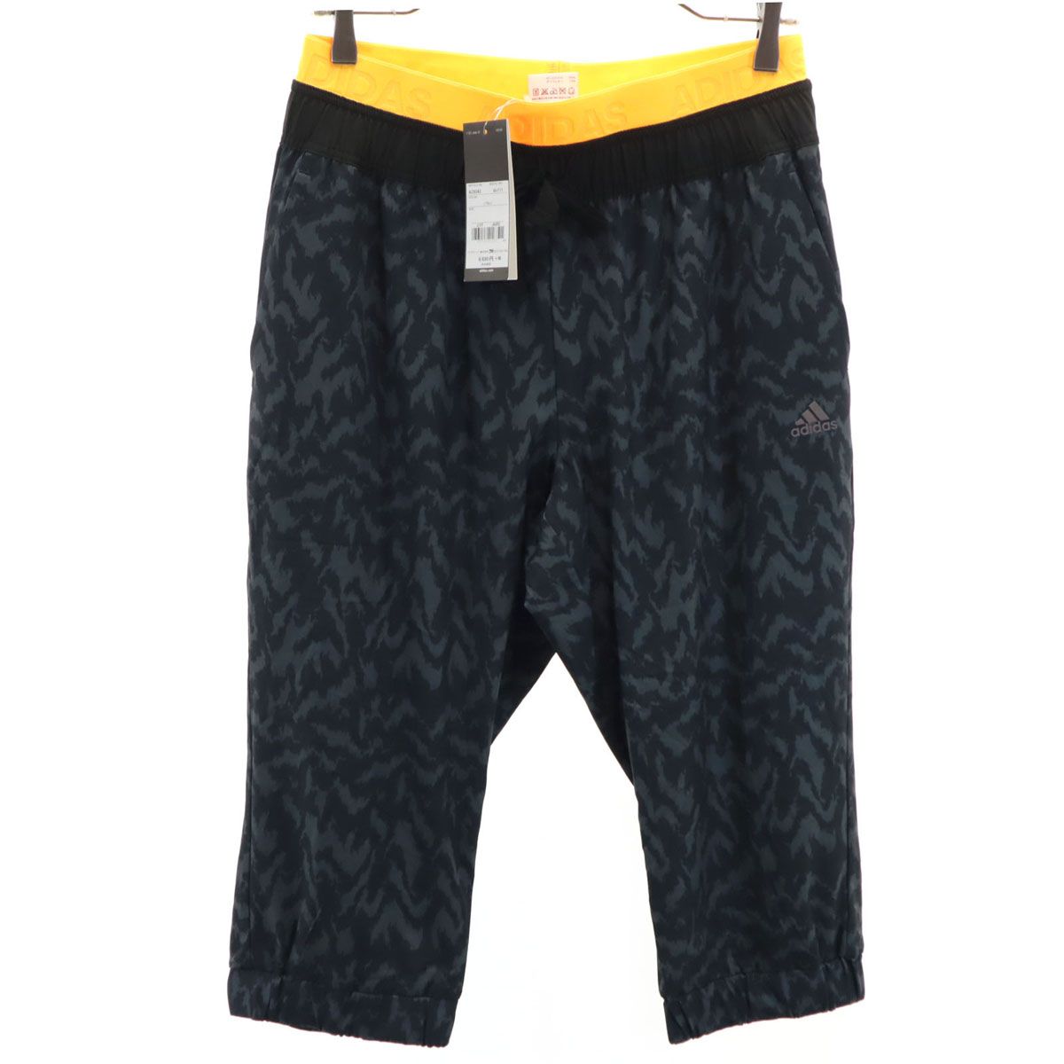 未使用 adidas アディダス グラフィック柄 トレーニング ウーブン カプリパンツ OT チャコールブラック