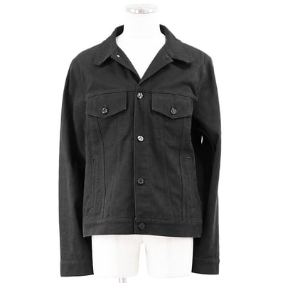 【美品】LOUIS VUITTON ルイ・ヴィトン デニムジャケット Gジャン 2020SS LV ロゴ モノグラム 総柄 ボタン ウィーブ トラッカー リラックスフィット アウター メンズ サイズ 52 ブラック 黒 イタリア製