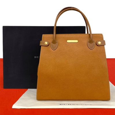 BURBERRY バーバリー ロゴ 金具 ノバチェック 柄 レザー ハンドバッグ ブラウン
31674