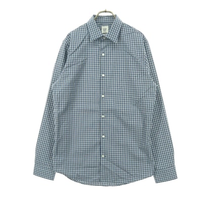 美品 GAP ギャップ チェック柄 長袖 コットンシャツ S ブルー
