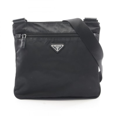 プラダ PRADA TESSUTO + SAFFIANO ショルダーバッグ バッグ ナイロン サフィアーノレザー レディース ブラック系 VA0563 【中古】