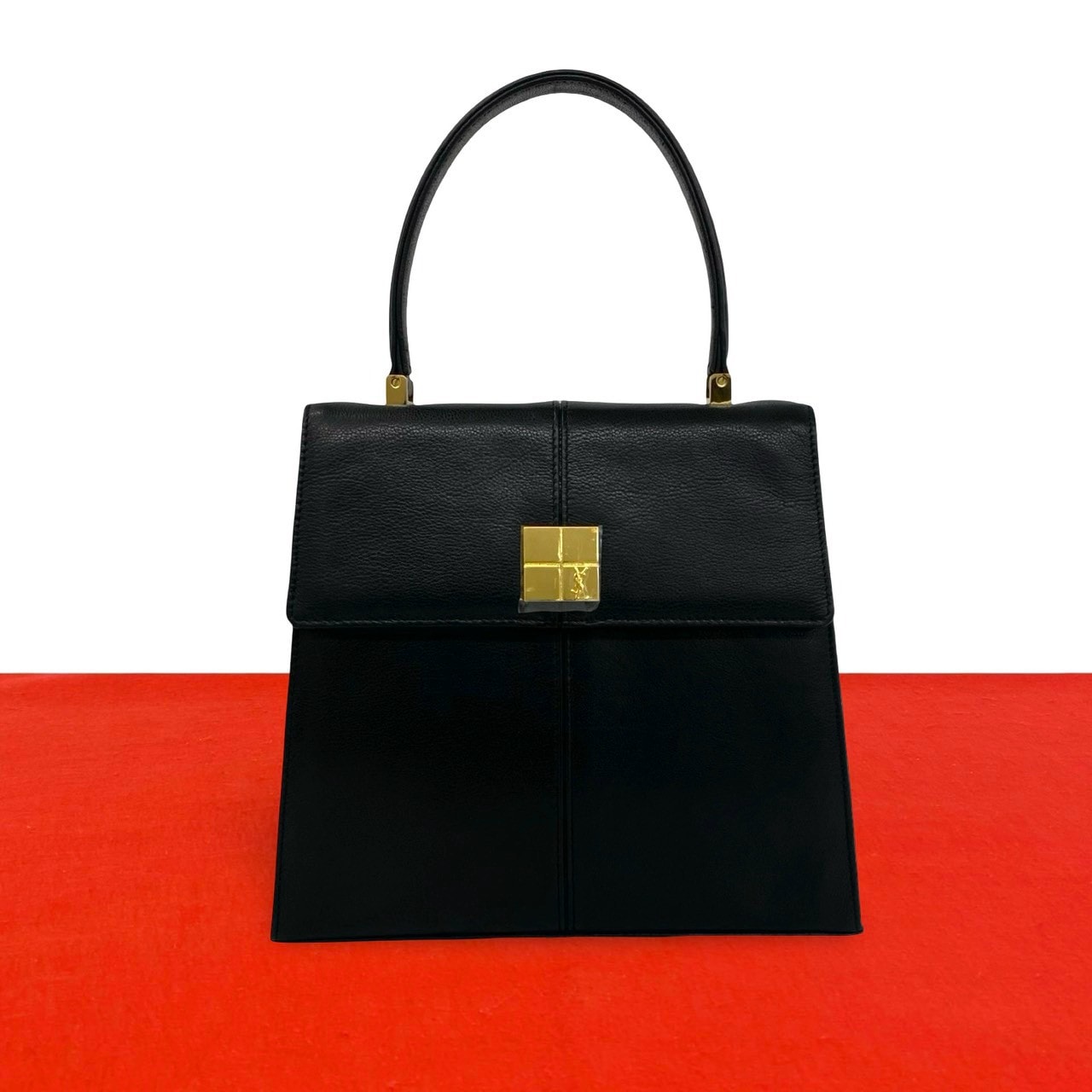 YVES SAINT LAURENT イヴ・サンローラン YSL ロゴ 金具 レザー ハンドバッグ ブラック
 30479