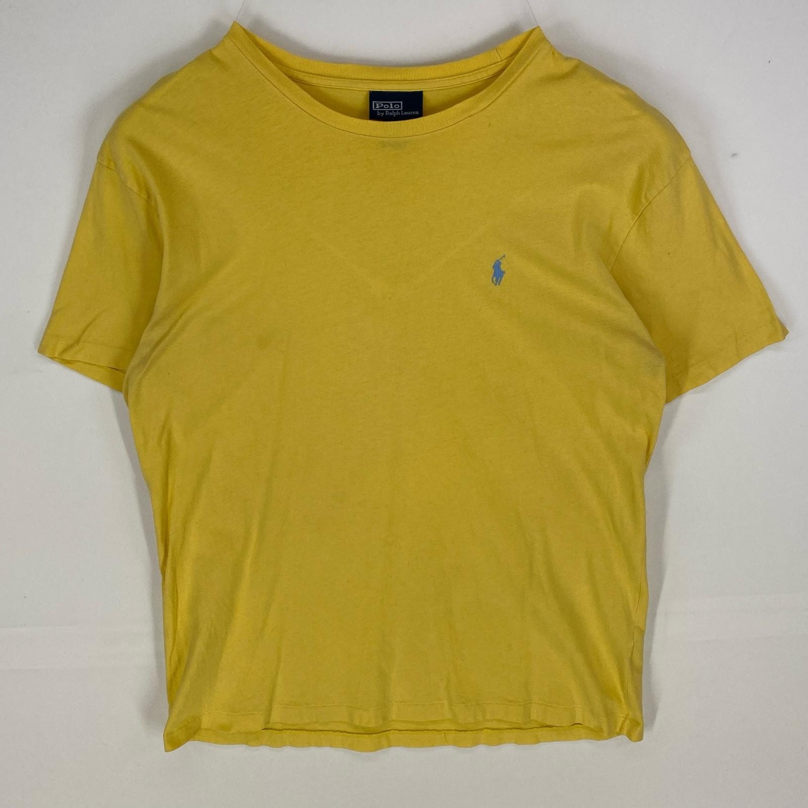 古着 ポロバイラルフローレン Polo by Ralph Lauren 半袖Tシャツ ワンポイント クルーネック ロゴ刺繍 M イエロー系 メンズ