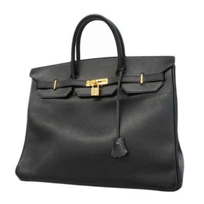 【6gd4448】エルメス ハンドバッグ バーキン40 アルデンヌ ブラック ゴールド金具 □C刻印【中古】メンズ