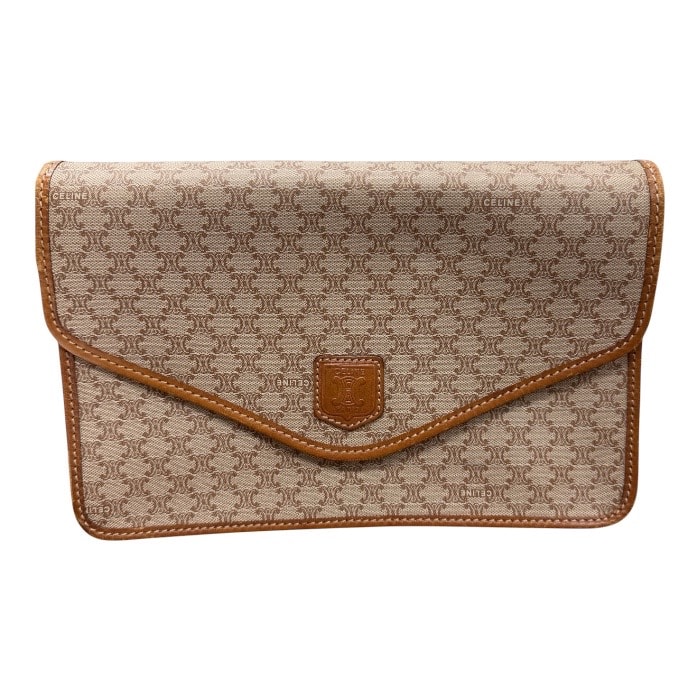 CELINE セリーヌ マカダム ブラウン ゴールド金具 PVCコーティングキャンバス レザー/ ポシェット ショルダーバッグ S1-00156 【中古】