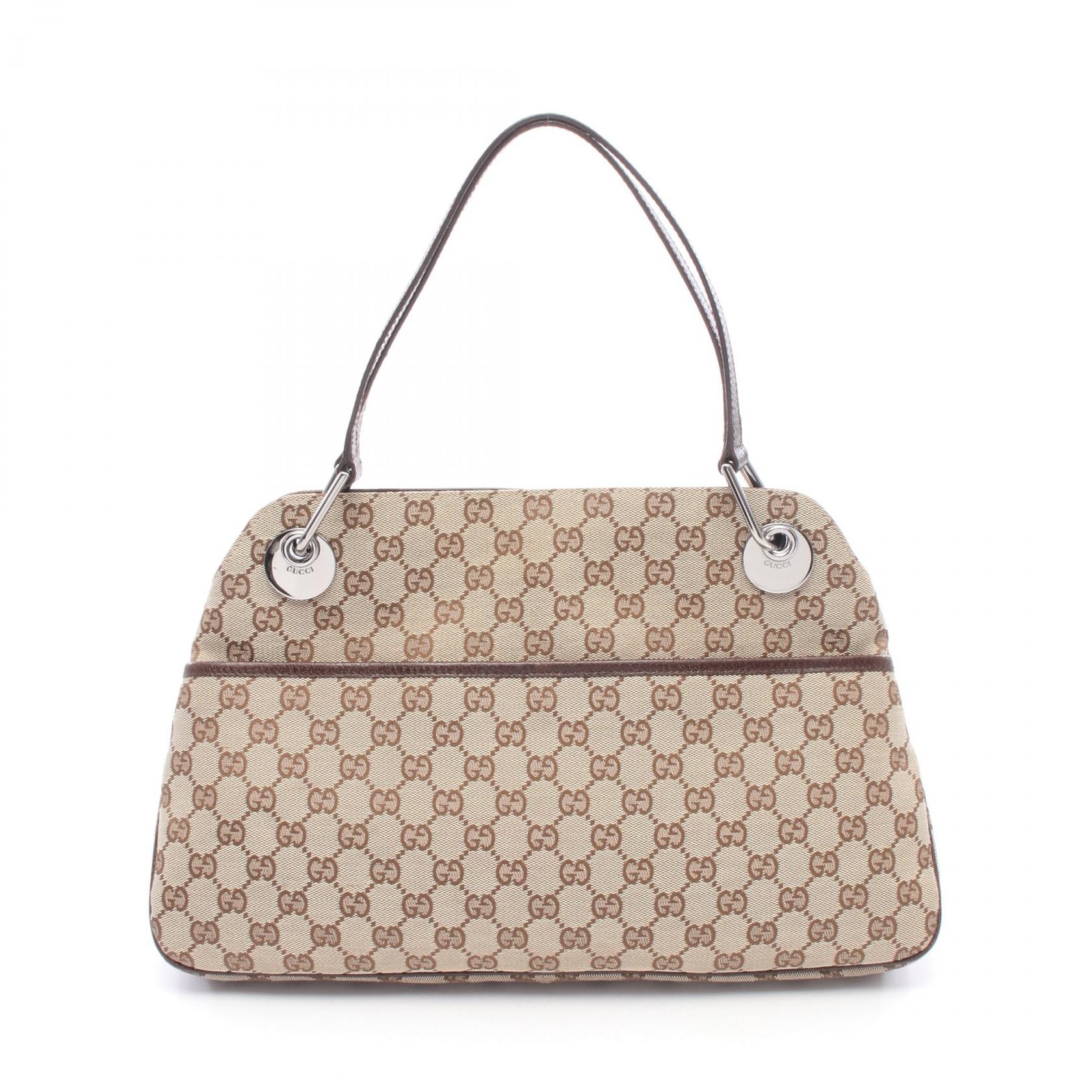 グッチ GUCCI GGキャンバス ショルダーバッグ バッグ キャンバス レザー レディース ベージュ系 / ブラウン系 121023 【中古】