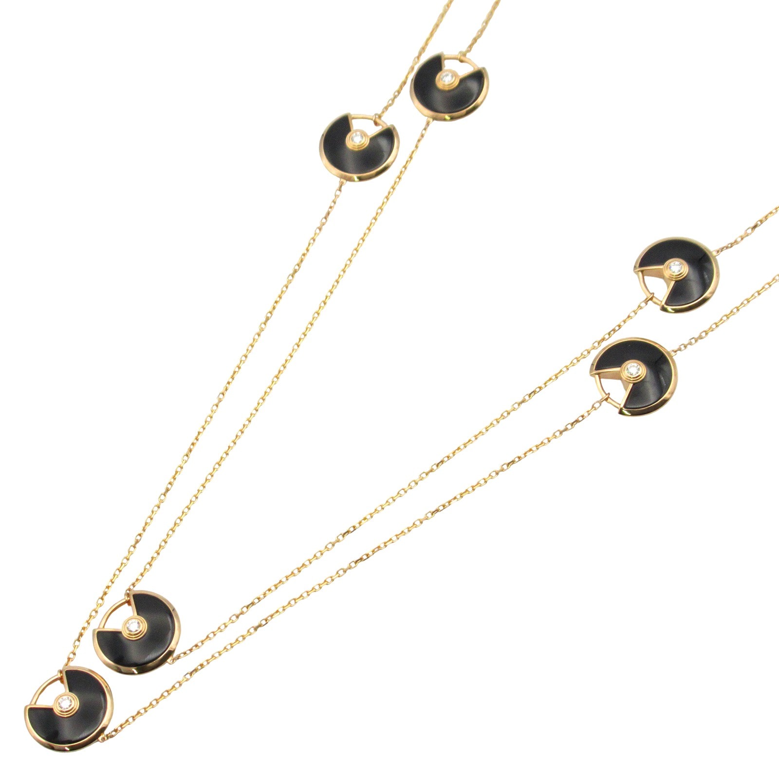 カルティエ CARTIER アミュレット ドゥ 6モチーフ ネックレス ネックレス ジュエリー K18PG(ピンクゴールド) ダイヤモンド オニキス レディース クリア系 / ブラック系 【中古】