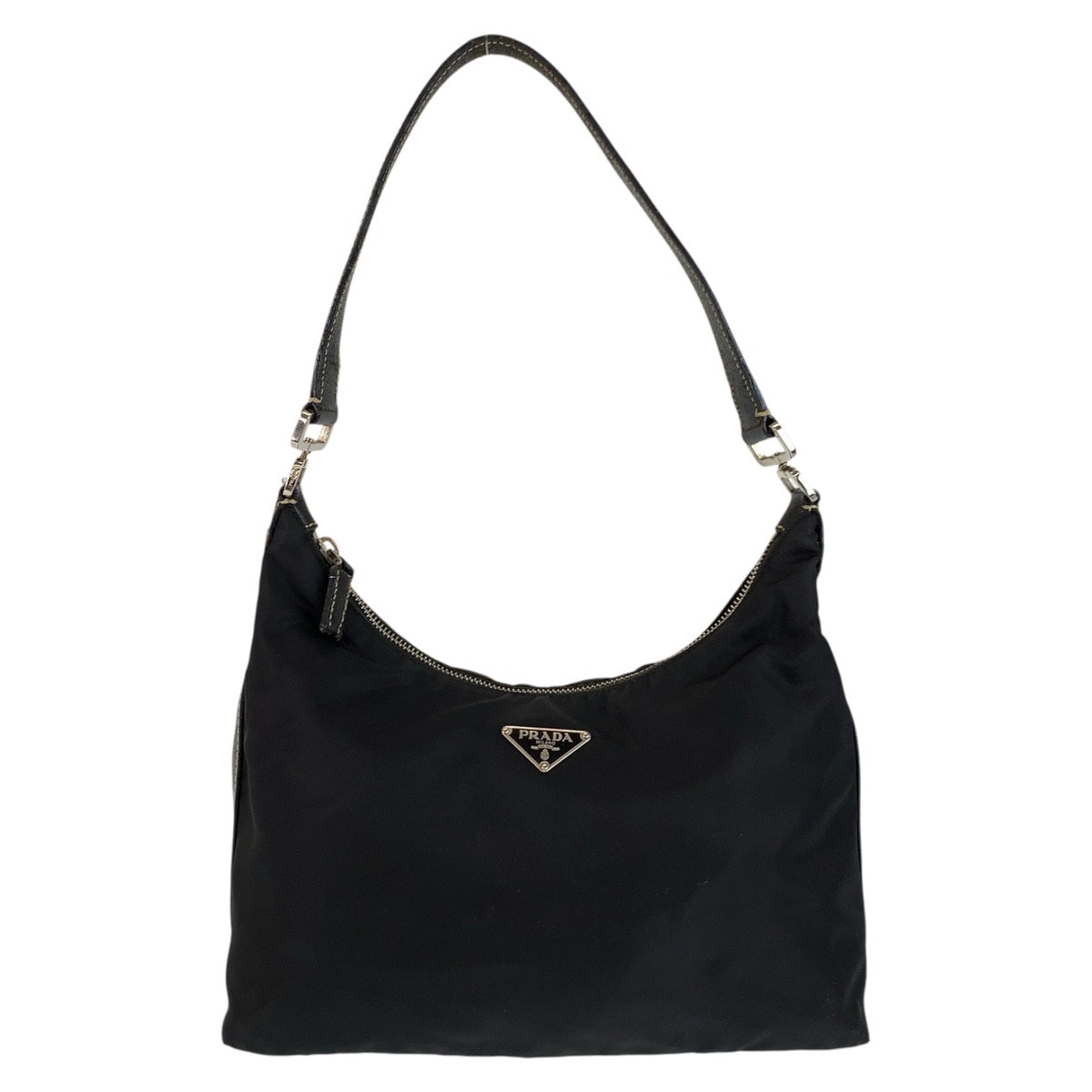 PRADA プラダ テスート 三角ロゴプレート ブラック 黒 シルバー金具 ナイロン ショルダーバッグ 601051 【中古】