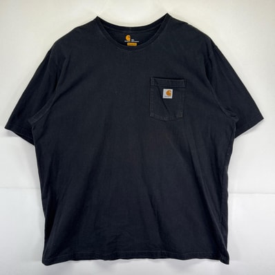 古着 カーハート Carhartt 半袖Tシャツ 大きいサイズ クルーネック ワンポイントロゴ ワーク 3XL ブラック メンズ