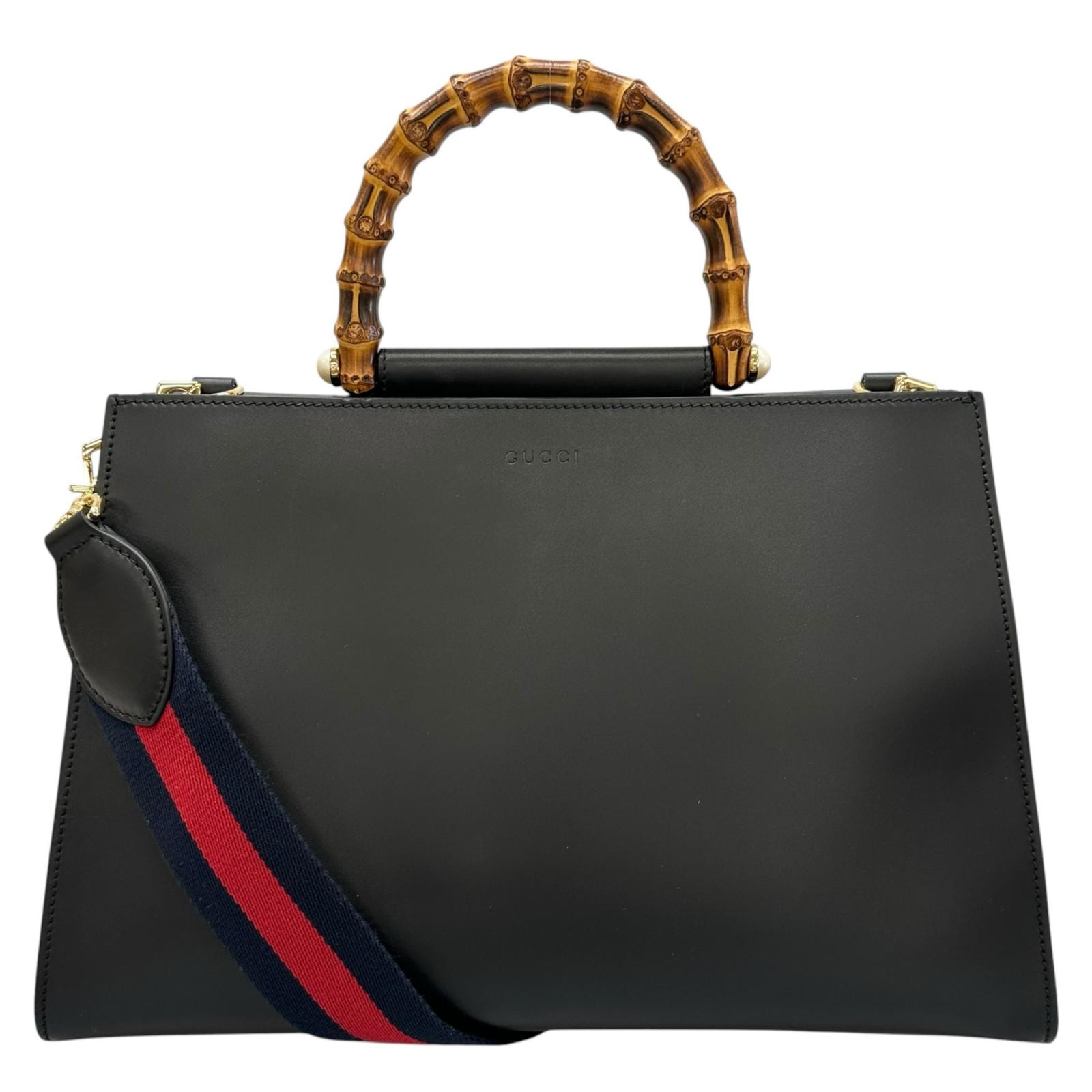 美品 GUCCI グッチ ニムフェア バンブー 453764 ハンドバッグ レザー ブラック レディース 2way【中古】