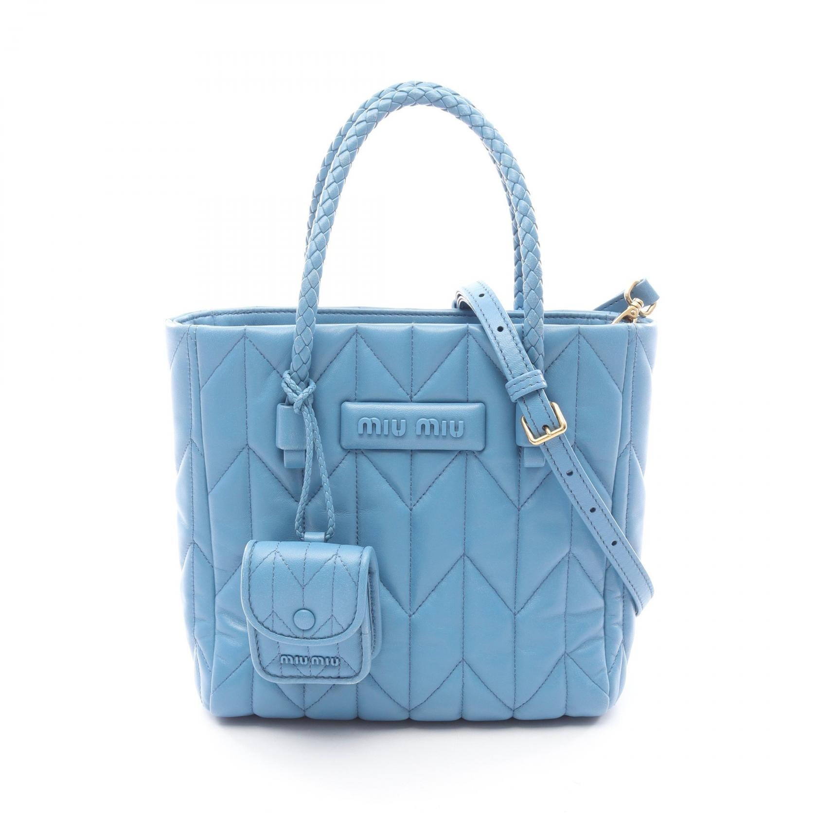 ミュウ ミュウ Miu Miu NAPPA TRAPUNTAT ハンドバッグ バッグ レザー レディース ブルー系 5BA211 【中古】