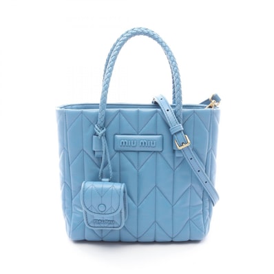 ミュウ ミュウ Miu Miu NAPPA TRAPUNTAT ハンドバッグ バッグ レザー レディース ブルー系 5BA211 【中古】