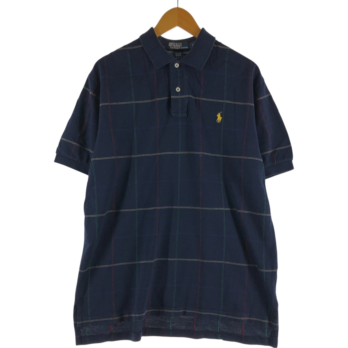 古着 ラルフローレン Ralph Lauren POLO by Ralph Lauren 半袖 チェック ポロシャツ メンズL相当/eaa535376