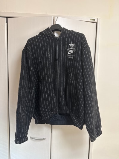 Stussy x Nike Striped Wool Jacket "Black"