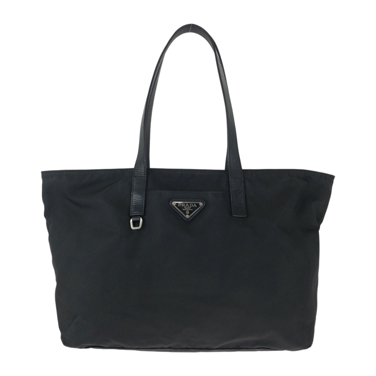 PRADA プラダ テスート 三角ロゴプレート ブラック 黒 シルバー金具 ナイロン レザー/ トートバッグ ハンドバッグ 602116 【中古】