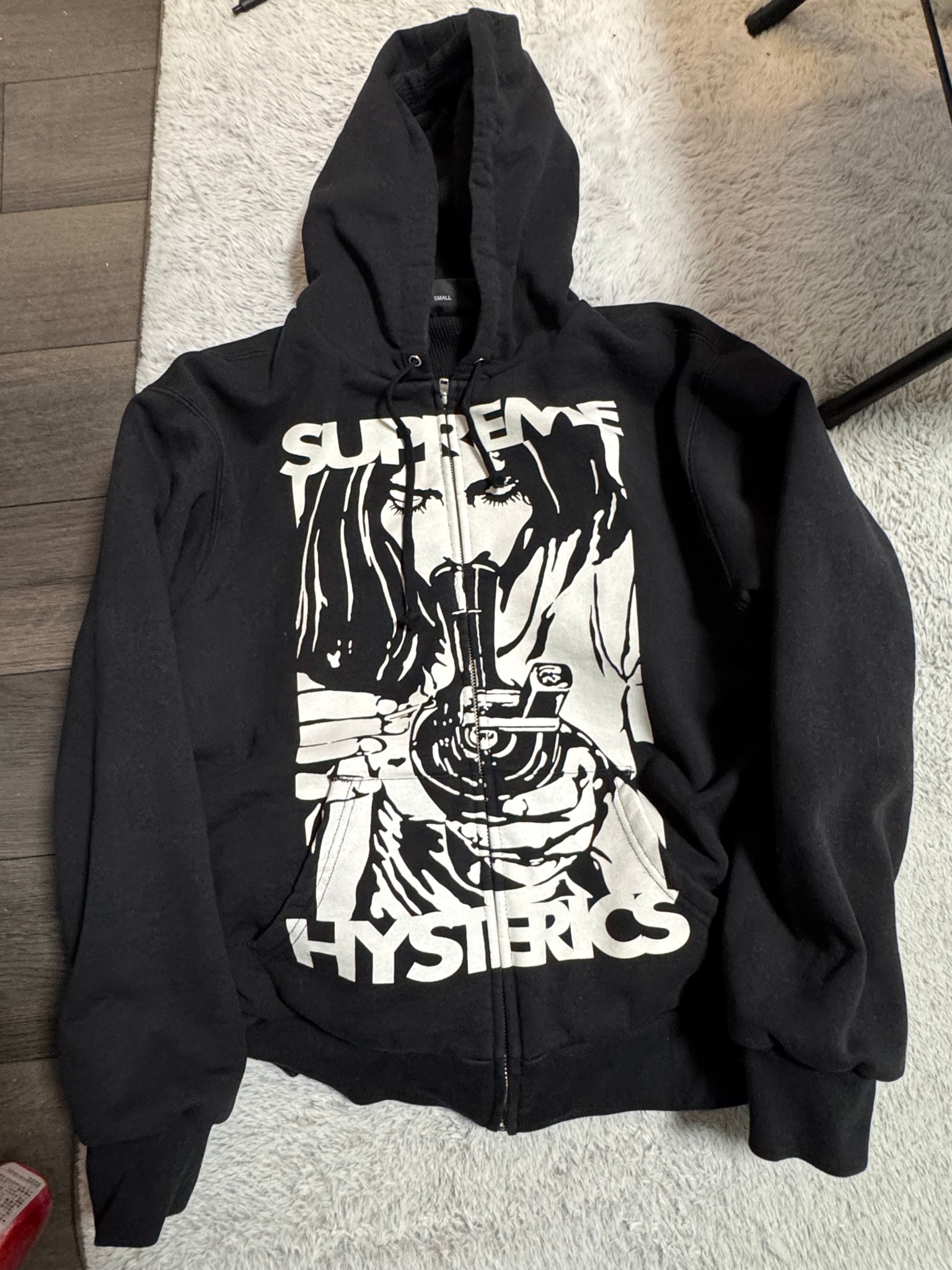 Supreme x HYSTERIC GLAMOUR Thermal Lined Zip Up Hooded Sweatshirt "Black"