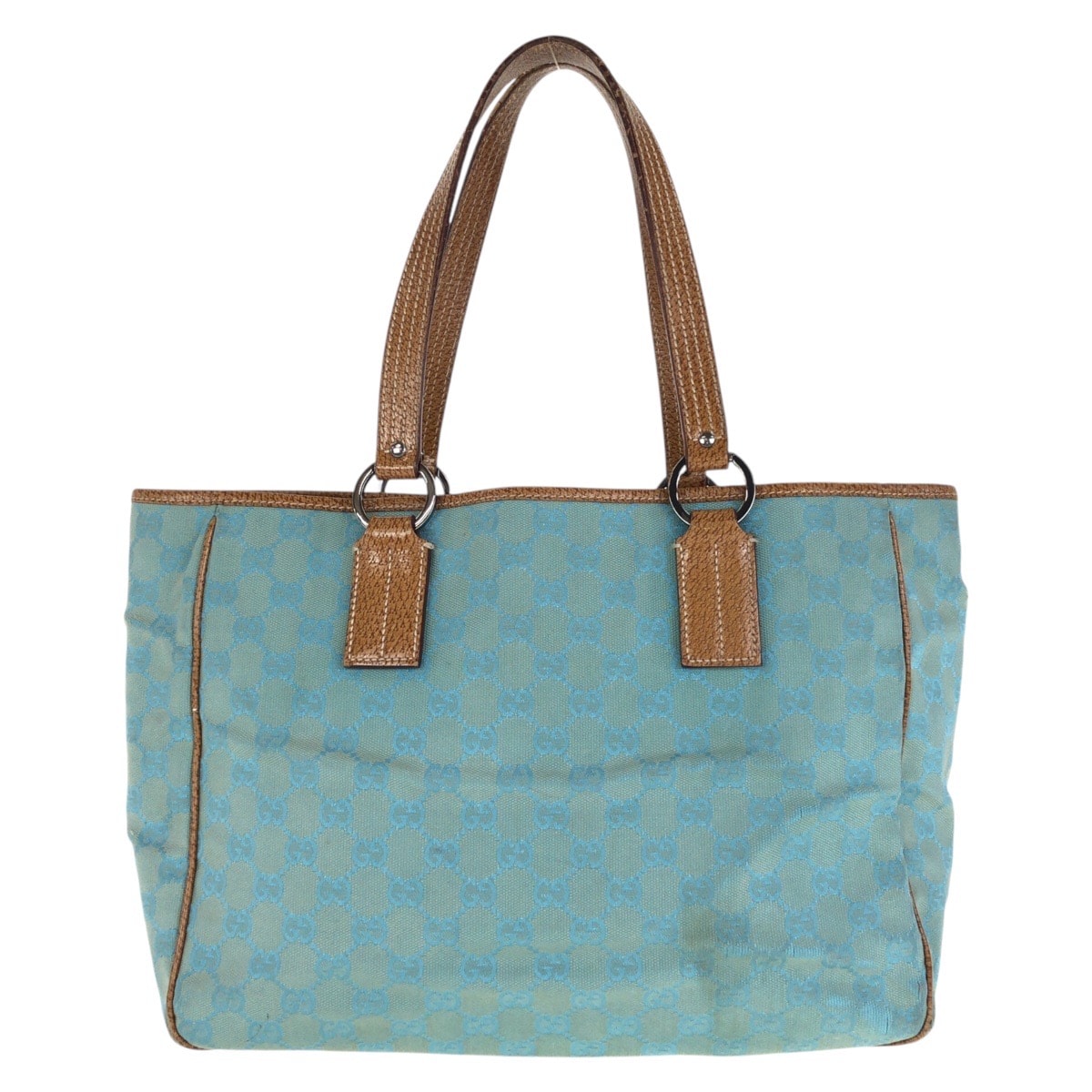 GUCCI グッチ ライトブルー ブラウン GGキャンバス レザー/ トートバッグ ショルダーバッグ 600704 【中古】