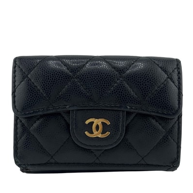 シャネル CHANEL 三つ折り財布 マトラッセ ゴールド金具 ブラウン