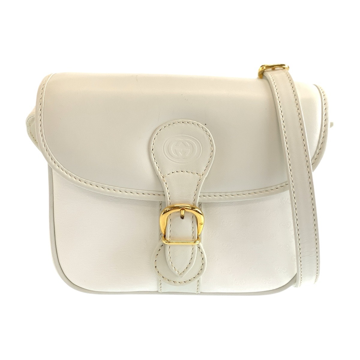 GUCCI グッチ インターロッキング マイクロGG ホワイト ゴールド金具 GGスプリームキャンバス レザー/ ショルダーバッグ ポシェット 603375 【中古】