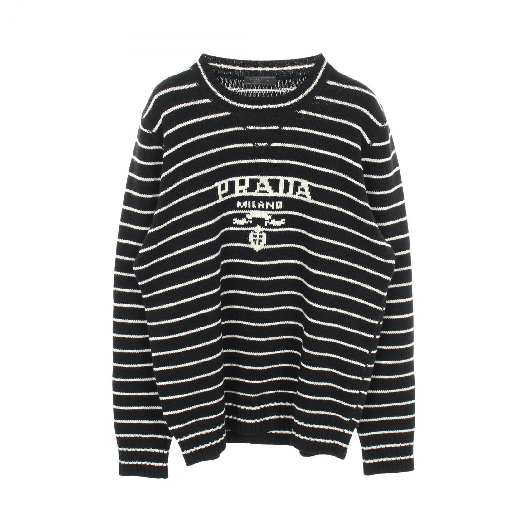 プラダ PRADA ニット 衣料品 トップス ウール カシミヤ メンズ ブラック系 / ホワイト系 【中古】