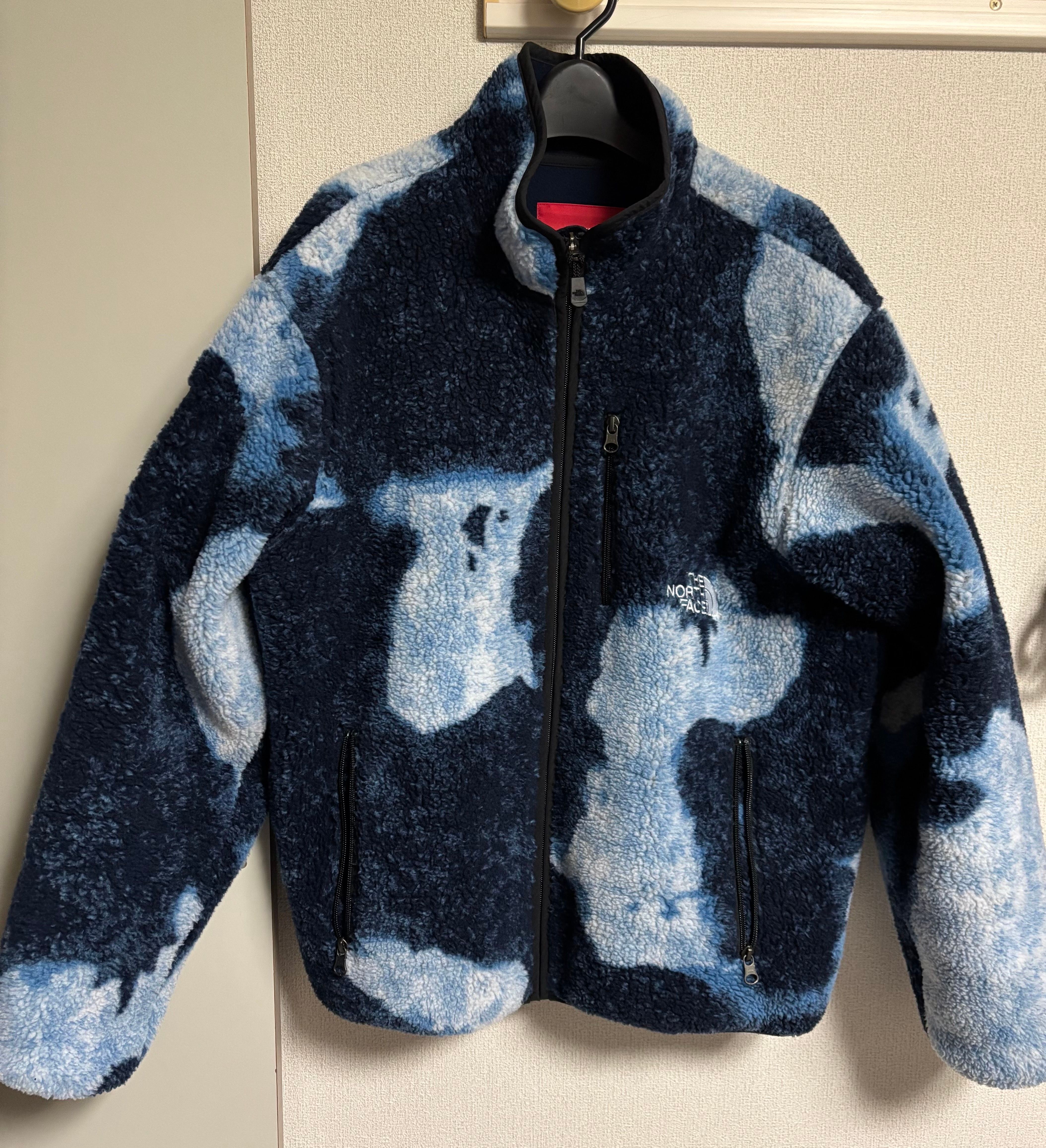 Supreme x The North Face Bleached Denim Print Fleece Jacket "Indigo"