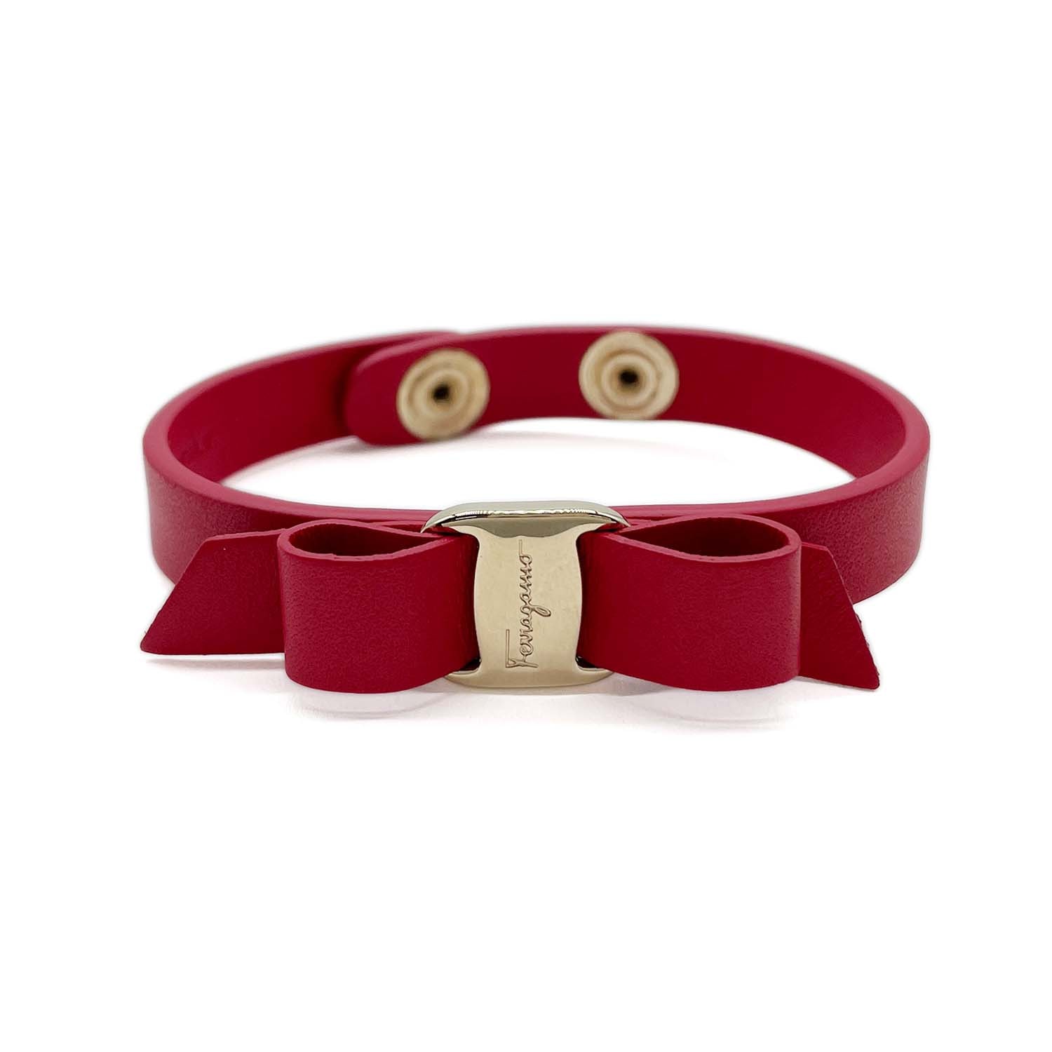 Salvatore Ferragamo サルヴァトーレフェラガモ リボン ヴァラ ブレスレット
バングル レザー レッド レディース
【中古】