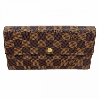 【6dc2882】ルイヴィトン 長財布 ダミエ ポルトフォイユサラ N61734 エベヌ【中古】レディース
