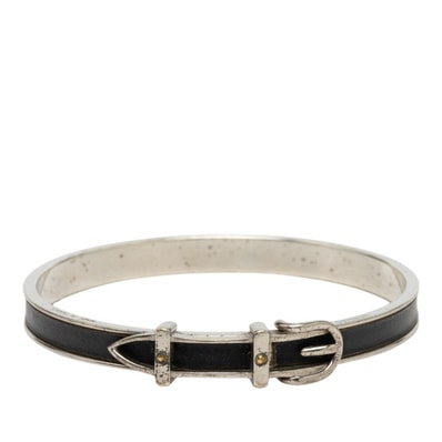 エルメス サンチュール ベルトモチーフ バングル シルバー ブラック メタル レディース HERMES 【中古】