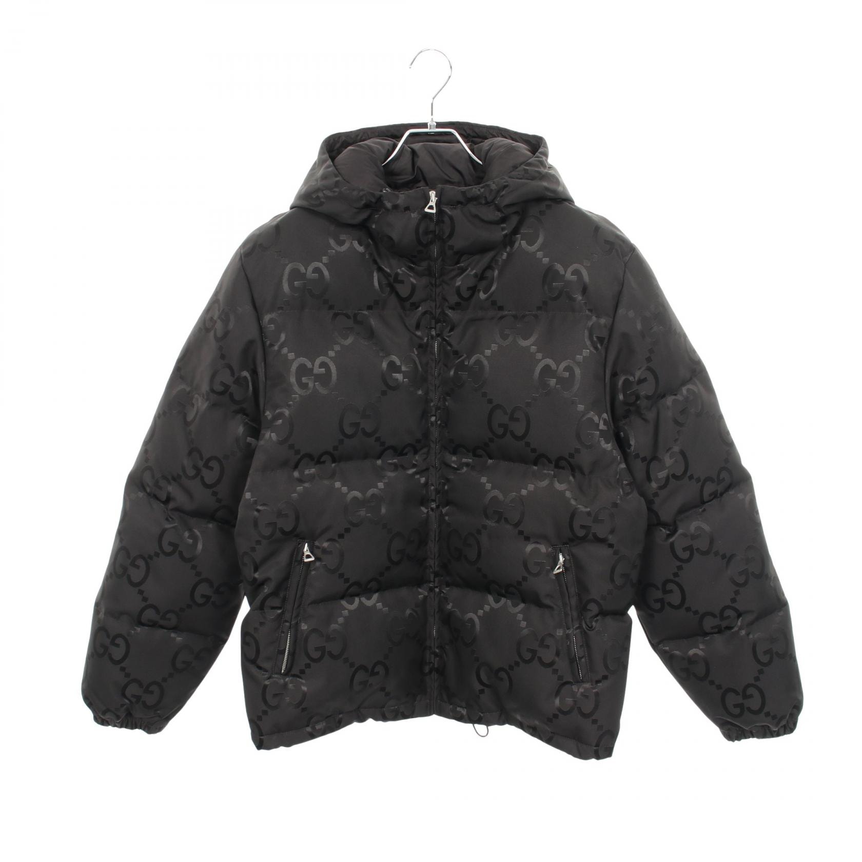 グッチ GUCCI ジャンボGG フード付き ダウンジャケット 衣料品 アウター ナイロン メンズ ブラック系 698710 【中古】