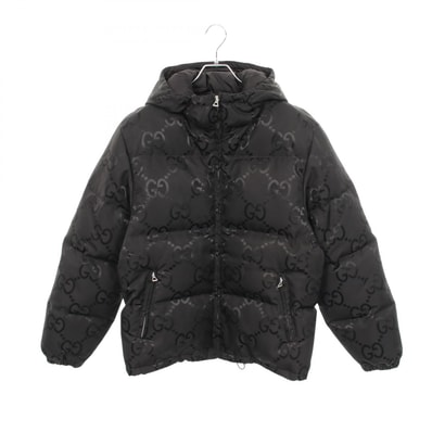 グッチ GUCCI ジャンボGG フード付き ダウンジャケット 衣料品 アウター ナイロン メンズ ブラック系 698710 【中古】