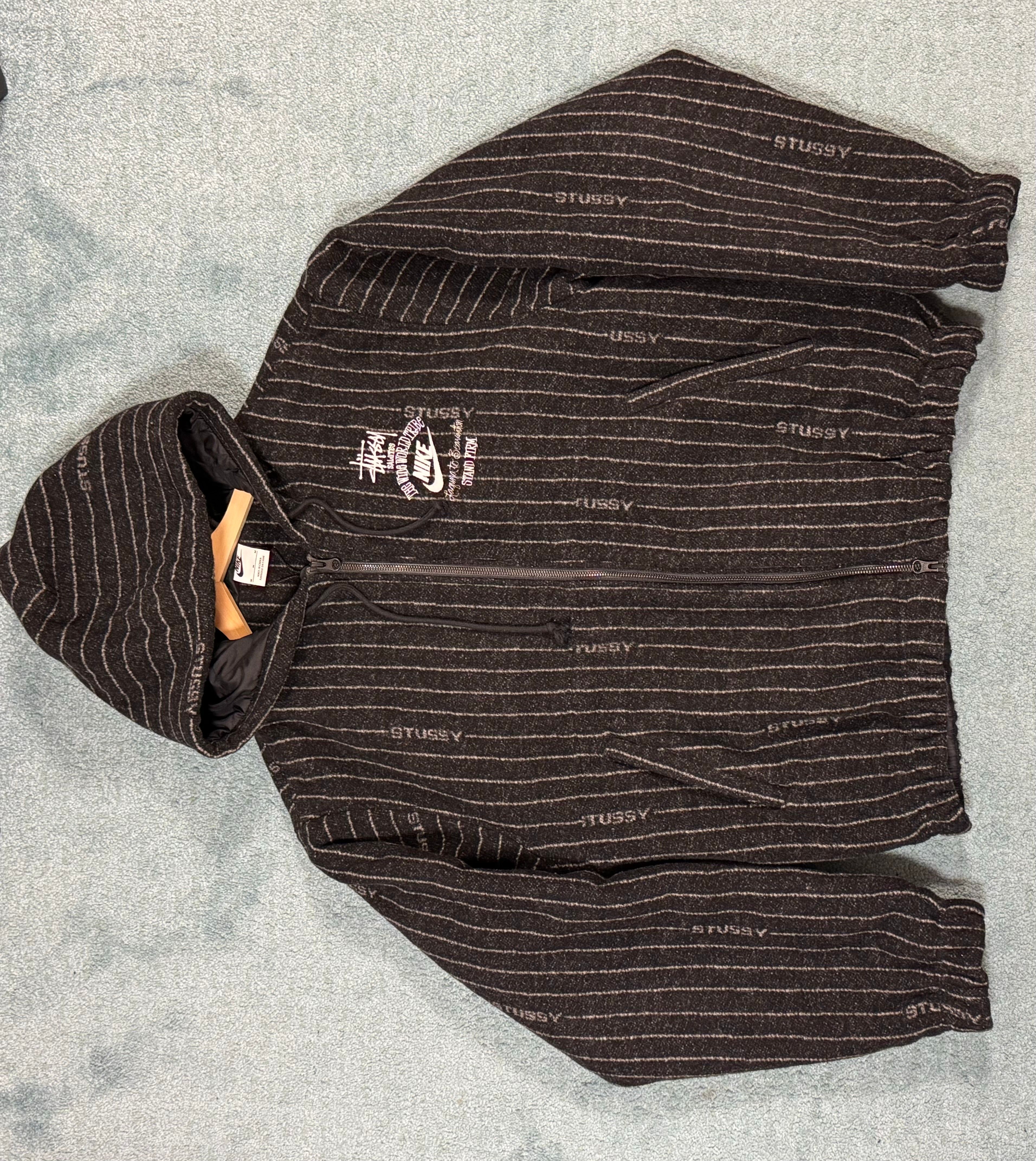 Stussy x Nike Striped Wool Jacket "Black"