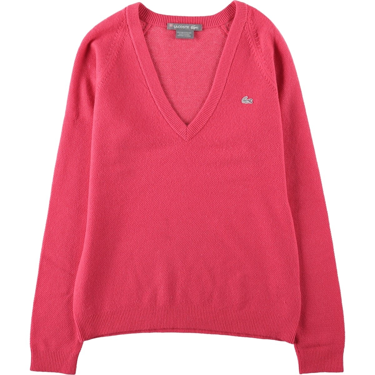 古着 ラコステ LACOSTE フランス企画 Vネック カシミアニットセーター レディースL相当/eaa684988