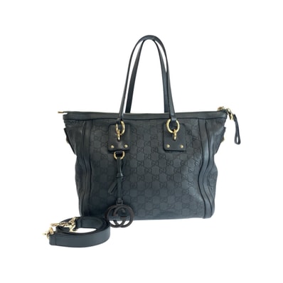 美品 GUCCI グッチ グッチシマ ダークグリーン系 グレー系 ゴールド金具 レザー トートバッグ ショルダーバッグ 2way 505481 【中古】