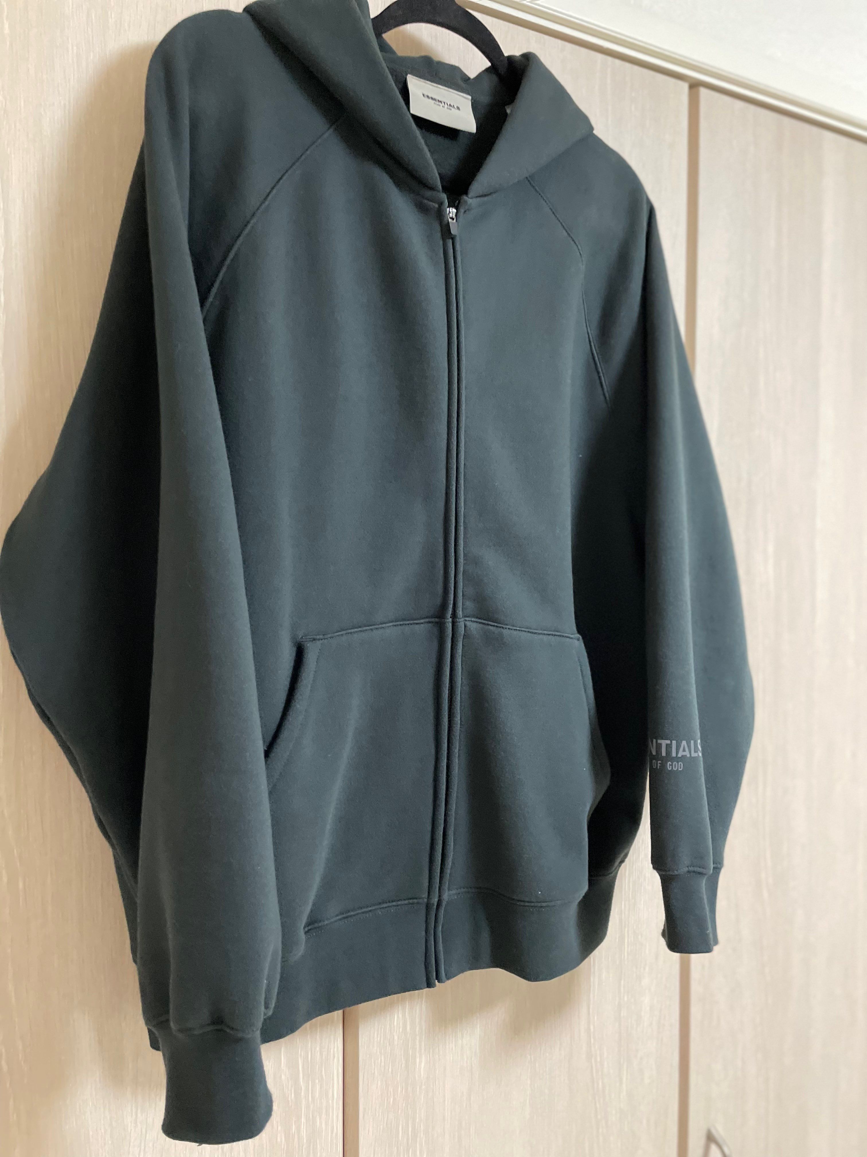 FEAR OF GOD ESSENTIALS 3D Silicon Applique Full Zip Up Hoodie "Black"