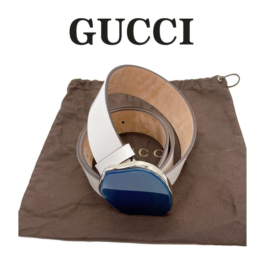 【GUCCI】グッチ 216404 90/36 レザー ベルト 白 ホワイト