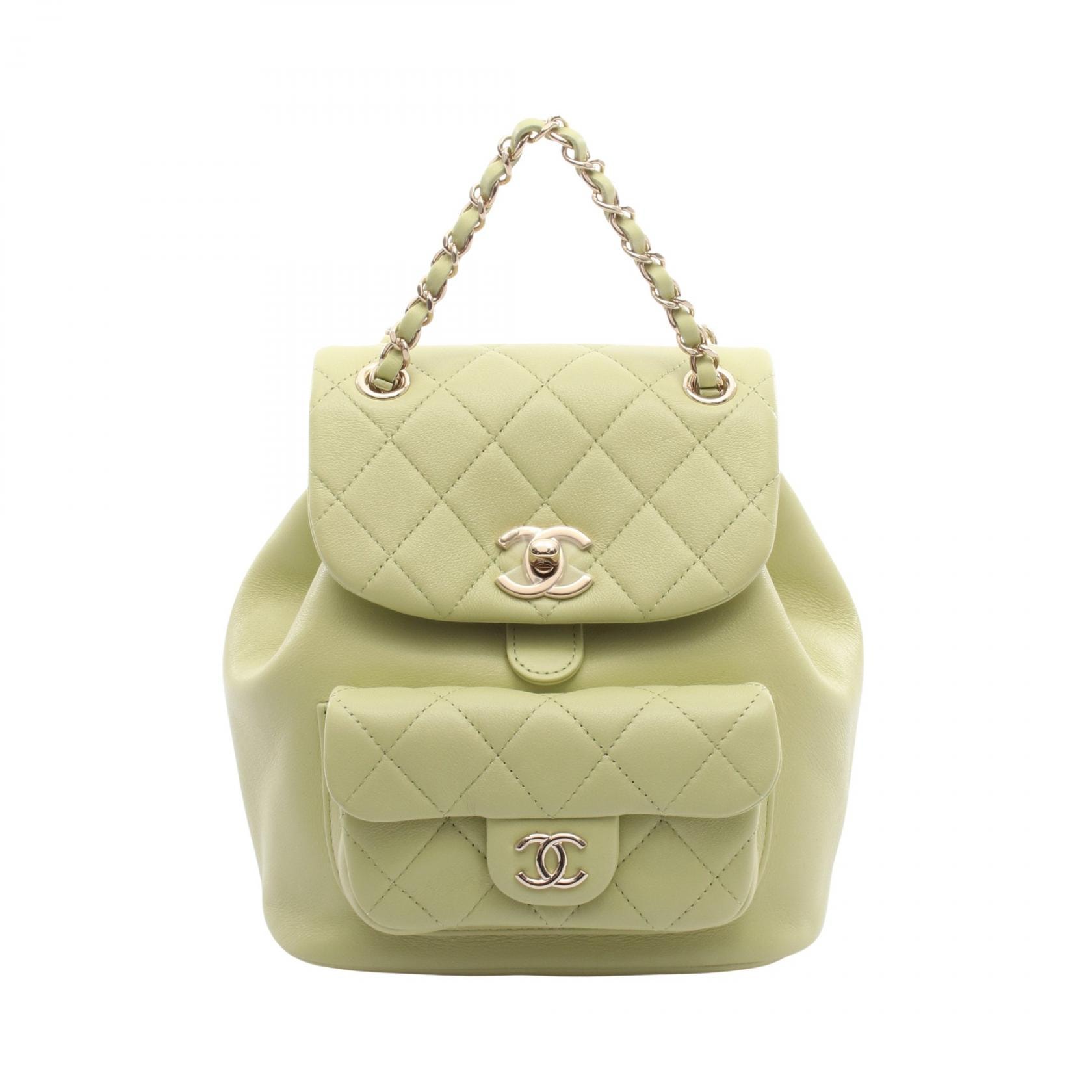 シャネル CHANEL マトラッセ リュックサック バックパック バッグ レザー レディース グリーン系 AS2908 【中古】
