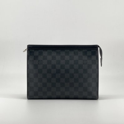 LOUIS VUITTON(ルイ・ヴィトン) ダミエグラフィット ポシェット・ヴォワヤージュ MM コーティングキャンバス / レザー N41696 セカンドバッグ 301.5g ブラック×グレー