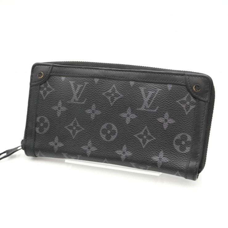 LOUIS VUITTON(ルイ・ヴィトン)トランク・ジッピーウォレット モノグラム・エクリプス ラウンドファスナー長財布 ブラック レザー メンズ M80558【中古】