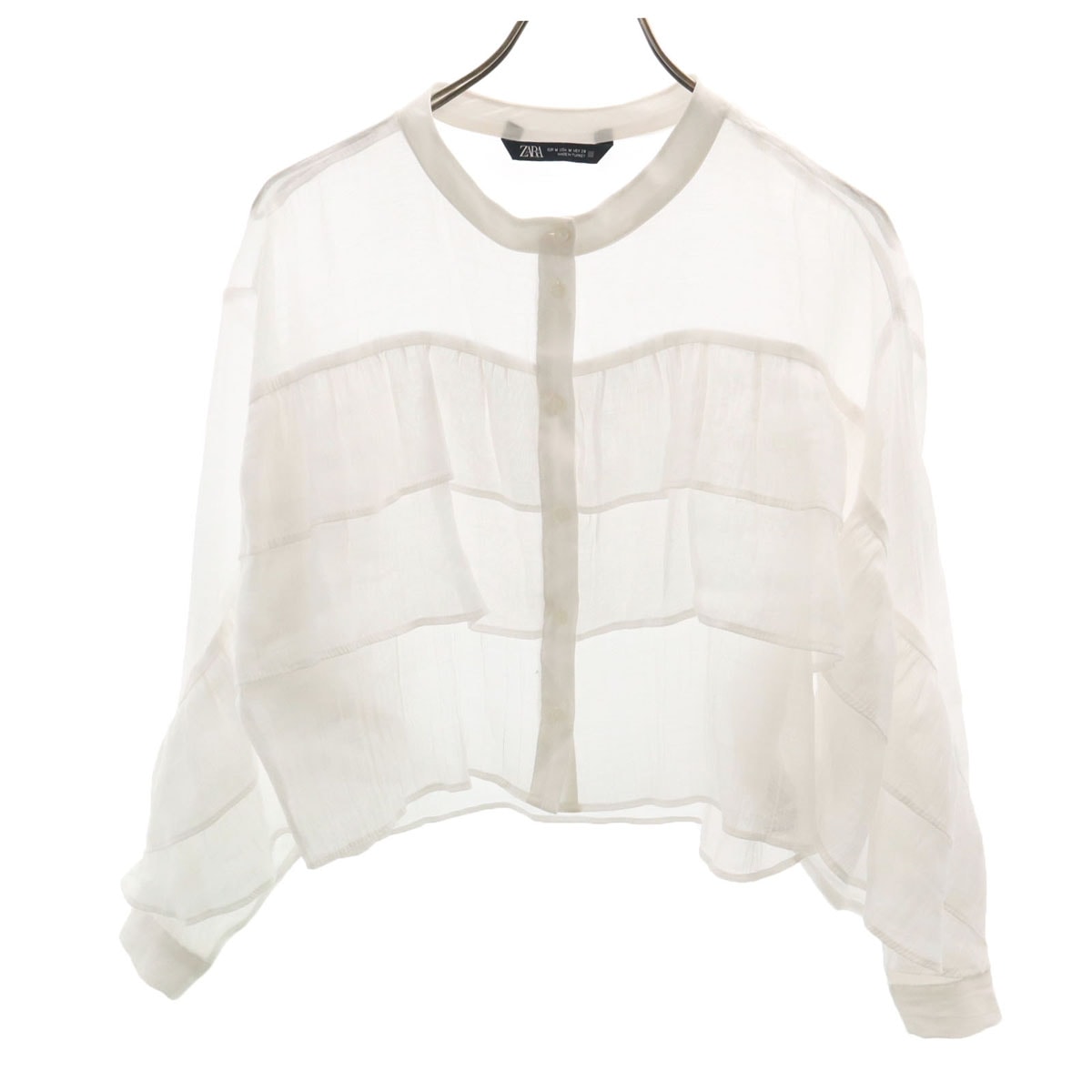 ZARA ザラ 長袖 フリル ブラウス M ホワイト シャツ