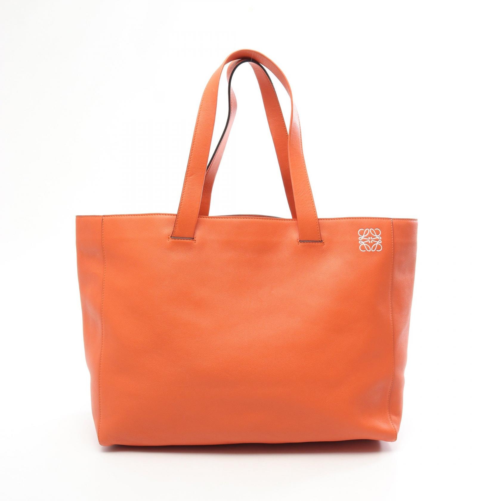 ロエベ LOEWE アナグラム トートバッグ バッグ レザー レディース オレンジ系 【中古】