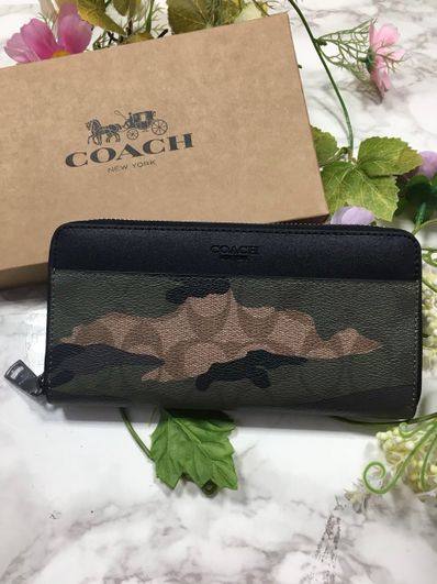 COACH 長財布 財布 F87189 マホガニー×ダークグリーンカモフラージュ