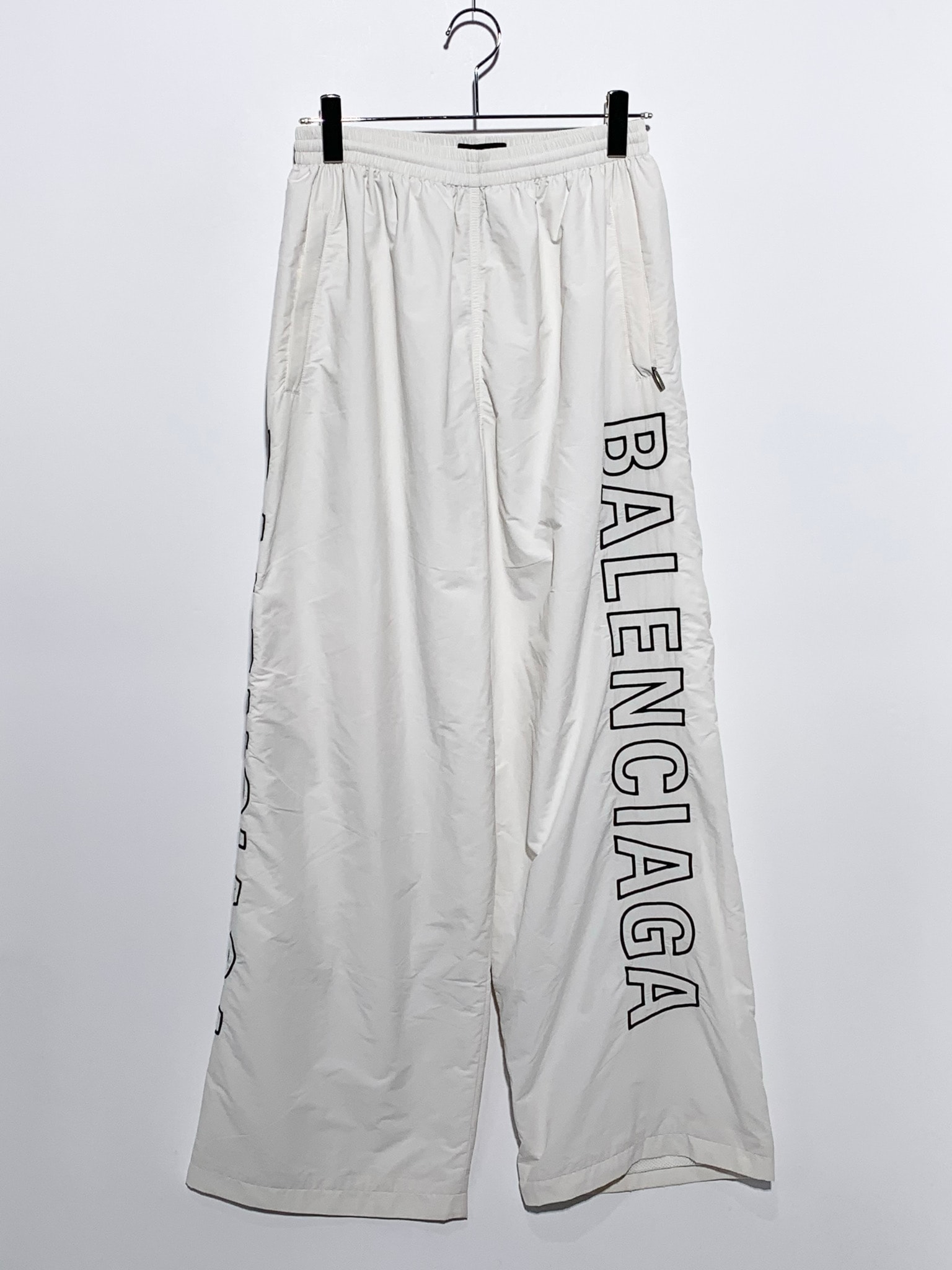 BALENCIAGA Logo Wide Track Pants "White"