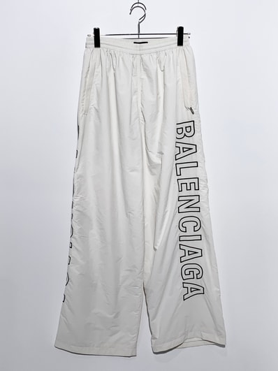 BALENCIAGA Logo Wide Track Pants "White"