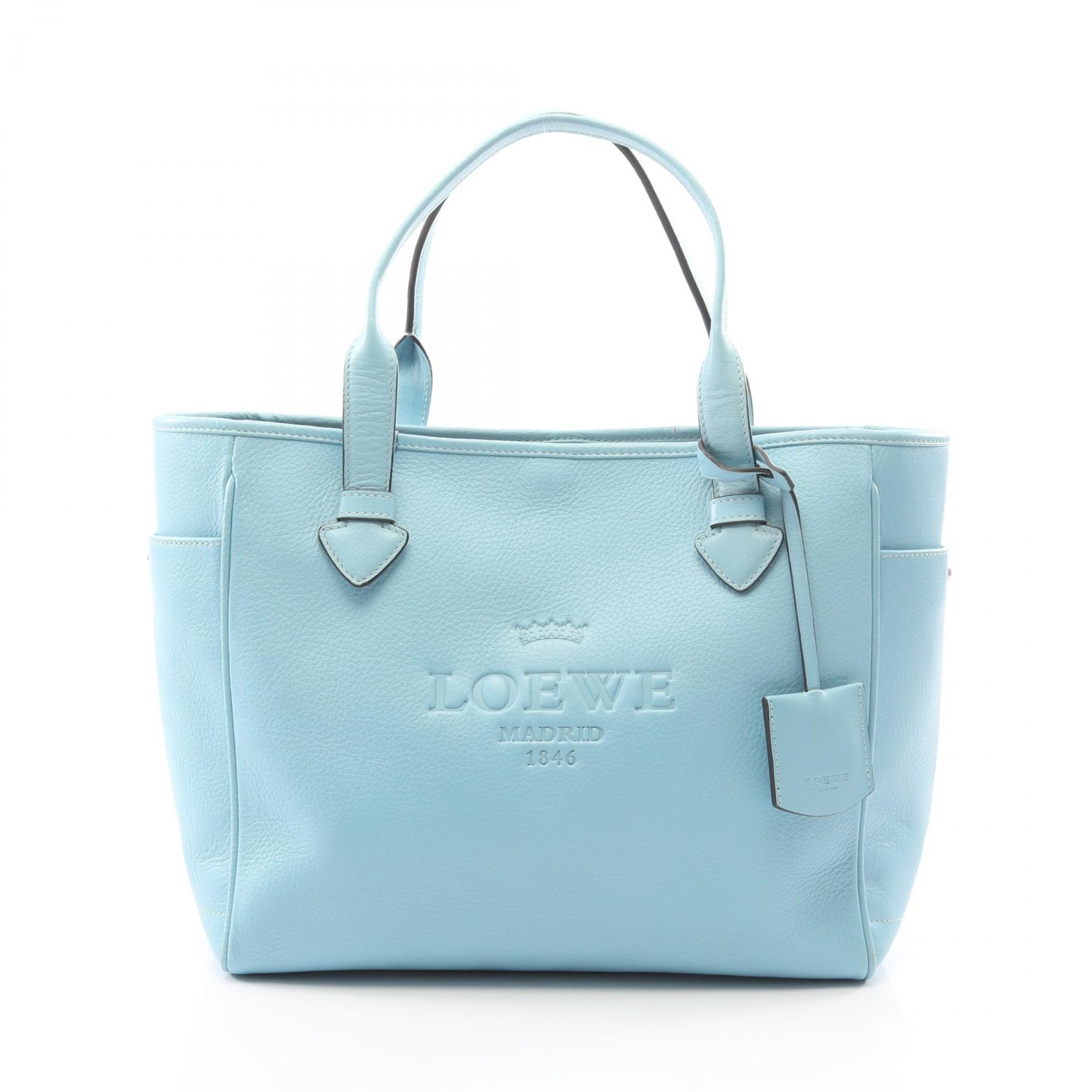 ロエベ LOEWE ヘリテージ トートバッグ バッグ レザー レディース ブルー系 【中古】