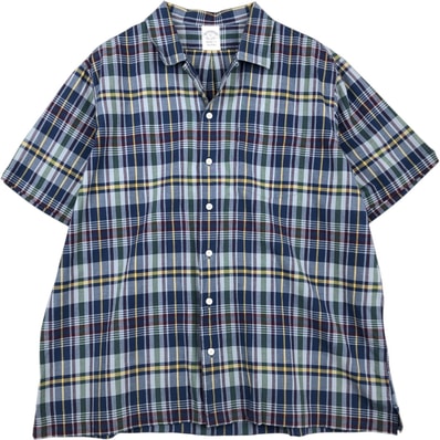 古着 ブルックスブラザーズ Brooks Brothers Est.1818 チェック柄 半袖 オープンカラー コットンシャツ ボックスシャツ メンズXL相当/rab182184