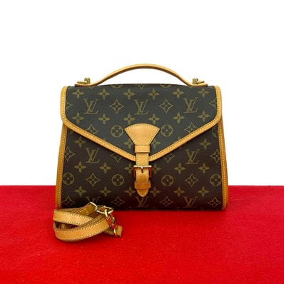 LOUIS VUITTON ルイヴィトン ベルエア モノグラム レザー PVC ショルダーバッグ ブラウン
h16-5