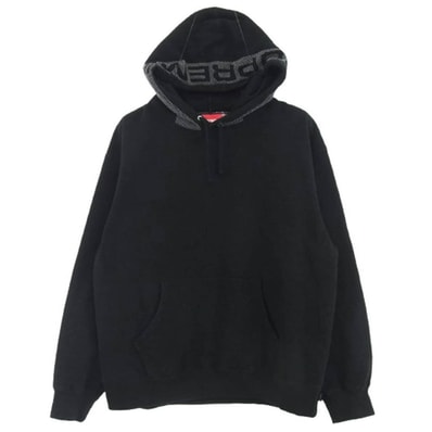 Supreme シュプリーム 24SS Jacquard Stripe Hooded Sweatshirt ジャガード ストライプ フーディー スウェット パーカー シャツ ブラック系 L【中古】